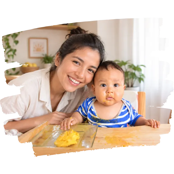 bebé alimentandose con el metodo blw bliss